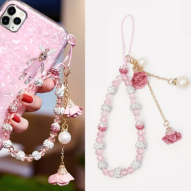 Gorgeous Crystal Flower Lanyard Charm - The Perfect Accessory For Women's Cell Phones!_mkmklike.com