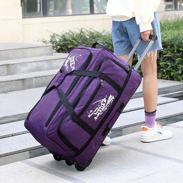 Pull rod cloth unisex boarding business bag, anti splash folding luggage for outdoor travel_voghion.com