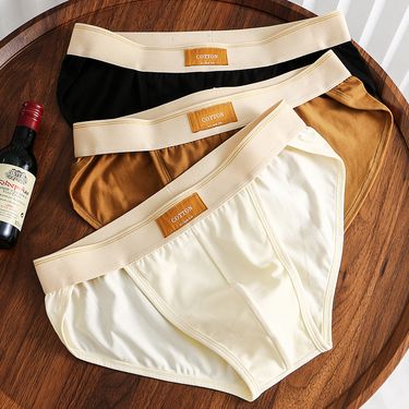Men's Underwear New Men's High Fork Underwear Solid Color Men's Underwear Men's Briefs Men's Cotton Simple Fashion Men's Large Size Briefs_voghion.com