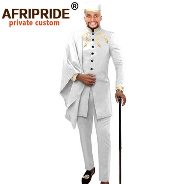 Men's Clothing Hot sale ethnic embroidery three piece dress AFRIPRIDE 2016017_voghion.com