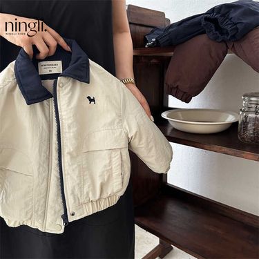 Children's Cotton Autumn Winter And Girls Trendy Brand Coat Boys Cartoon Puppy Baseball Turn-down Collar Jacket_voghion.com