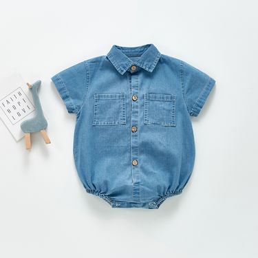 Baby clothes Boys baby crawl suit Handsome cowboy lapel romper casual crawl suit_voghion.com