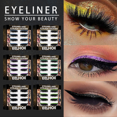 EELHOE glitter false eyelashes eyeliner stickers glue-free self-adhesive eyeshadow false eyelashes curling eyelashes eye makeup stickers_voghion.com
