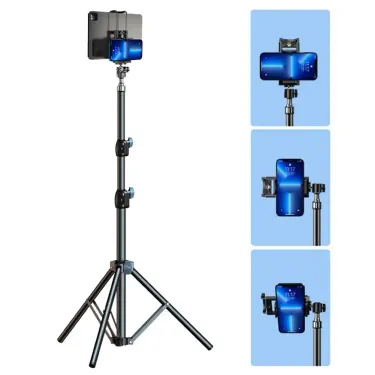 2 In 1 55cm Adjustable Tablet Tripod Floor Stand Holder Live Mount 4-13 Inches For IPad IPhone Bracket Support_voghion.com