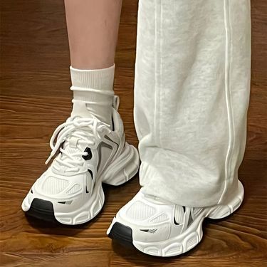 Women's Dad Sneakers 2025 New Summer Versatile White Lightweight Breathable Casual Sports Mesh Single Shoes_voghion.com