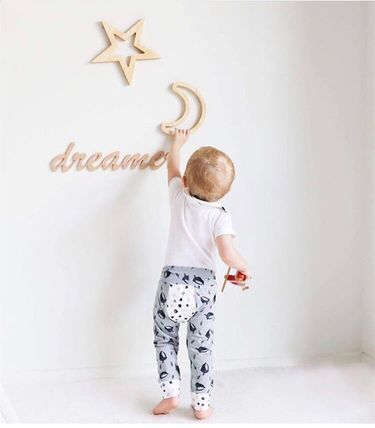 Children's Room Wall Sticker Moon Star Rabbit Cloud Love Partition Solid Wood Decoration_voghion.com