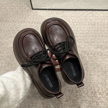 2025 New British Style Lace-Up French Thick-Soled Women's Spring Loafers Platform JK Shoes_voghion.com