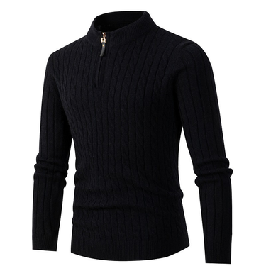 Men's Clothing Sweater Long Sleeve Twist Half Tall Neck Zip Knit Bottom Up Clothing_mkmklike.com
