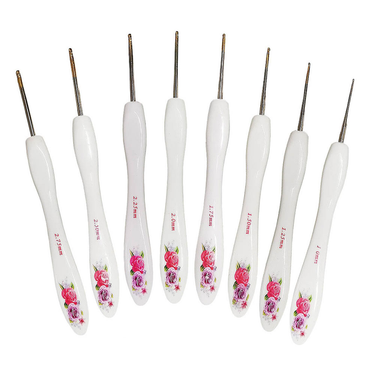 Knitting tools sweater needles small curved handle printed coarse rose aluminum crochet needles_voghion.com