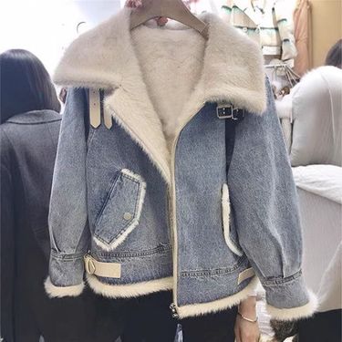 Women's Clothing lazada hot sale wish hot sale long sleeved fur denim long sleeved jacket_voghion.com