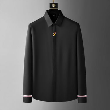Men's Clothing Long Sleeved Shirt Men's Simple 10,000 Needle Embroidery Shirt Men's Slim Fitting Free Iron Men's Shirt One Piece For Delivery_voghion.com