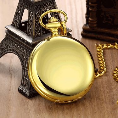 Fob Watches Retro Fashion Pocket Watch Flip Glossy Classic Long Chain Quartz Pocket Watch (with Long Chain)_voghion.com