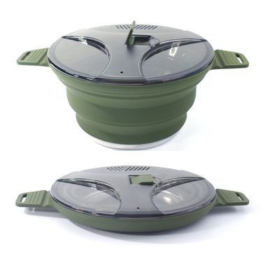 New outdoor camping folding pot silica gel trekking pot portable picnic pot stainless steel camping cookware_viptrois.com