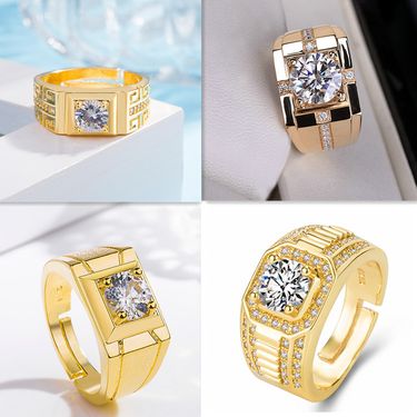 Moissanite Living Men's Ring Domineering Men's Opening Adjustable Ring Wedding Ring_voghion.com