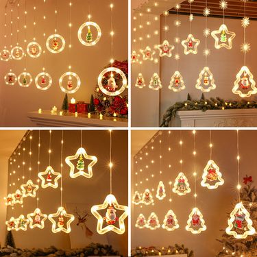 LED Christmas Icicle String Lights - Remote-Controlled Star/Snowflake/Heart Designs, Warm White & Multicolor, USB-Powered_voghion.com