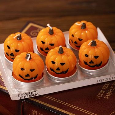 6PCS Halloween Pumpkin Witch Candle Decoration Supplies Pumpkin Witch Candle Bar Ghost House Party Props Scene Decoration_voghion.com