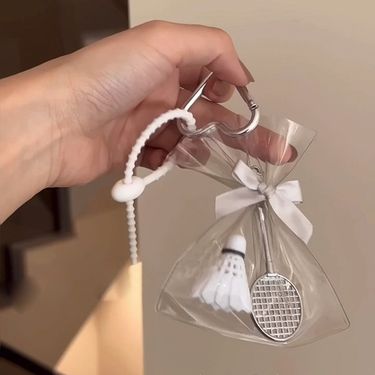 Badminton Bag Mini Tennis Racket Keychain Cute Girl Heart Backpack Pendant Girlfriends Gift_voghion.com