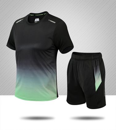 Outdoor 2024 New Sports Set Men's and Women's Running Training Loose Short Sleeved T-shirt Men's Leisure Fitness Two Piece Set_voghion.com