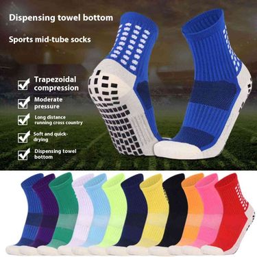 Men's and Women's Sports Training Competition Silicone Anti slip Friction Breathable Children's Football Mid tube Socks_voghion.com