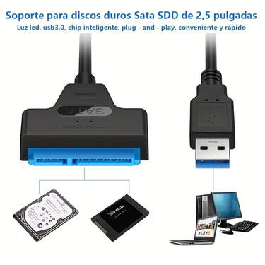 SATA To USB 3.0 / 2.0 Cable Up To 6 Gbps For 2.5 Inch External HDD SSD Hard Drive, SATA 3 22 Pin Adapter USB 3.0 To Sata III Cord_voghion.com