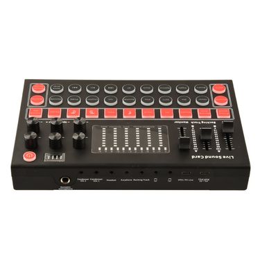 Sound Mixer Board,Live Sound Card Voice Changer with Multiple Sound Effects and LED Light for Live Streaming Audio Mixer_voghion.com