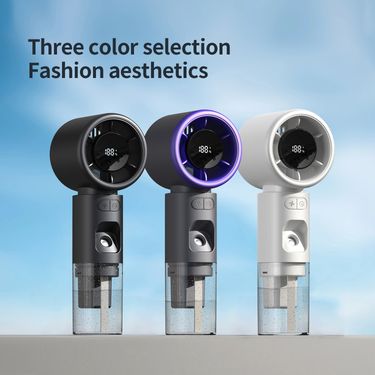 25 New Humidification High-speed Fan Stepless Speed Regulation Digital Display Portable Handheld Turbo Charging Spray Fan_voghion.com