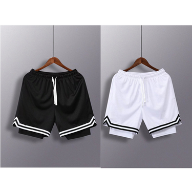 Summer vacation two pairs of basketball shorts, fashionable sports, casual running, training pants, double layer_voghion.com