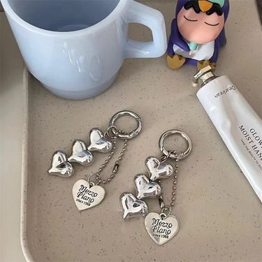 Bag Charm Design Silver Love Beaded Pendant Bag Mobile Phone Decoration Pendant Personality Fashion Keychain Accessories_voghion.com