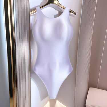 Shiny Silk Solid Color Base Layer Round Neck Bodysuit Shaping Smooth High Cut Sherbin Shape Gymnastics Swimsuit_voghion.com