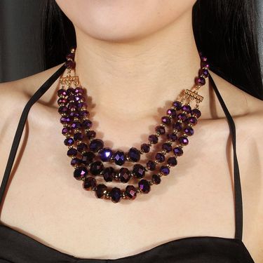 Black Water Drop Necklace Punk Beads Tassel Neck Chain Clavicle Small Fragrant Ancient Forest Style Photography_voghion.com