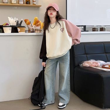 Autumn set teenagers 2024 new Korean style western-style top, loose fashionable denim for middle-aged and young girls_voghion.com