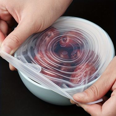 6-Pack Silicone Bowl Covers Elastic Food Storage Lids Reusable Dishwasher Microwave Safe Kitchen Accessories_voghion.com