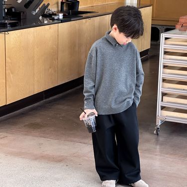 Boys' Sweaters Autumn And Winter 2025 New Products Medium And Older Children's Korean Version Children's Knitted Bottoms Winter Clothes_voghion.com