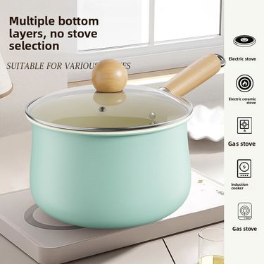 Autumn Blue Ceramic Expanding Milk Baby Food Single Handle Small Soup Pot Household Stove Universal_voghion.com
