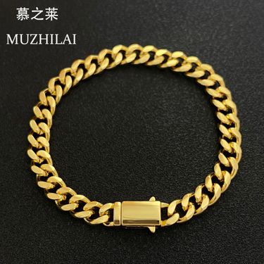 Colorful Cuban Copper Men's Trendy Personality High-end Elegant Classic Boss Flat Bracelet_voghion.com