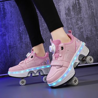 Kid's Clothing Heelys 6 to 12 years old four-wheeled roller skates children's deformed roller skates with automatic retractable wheels_viptrois.com