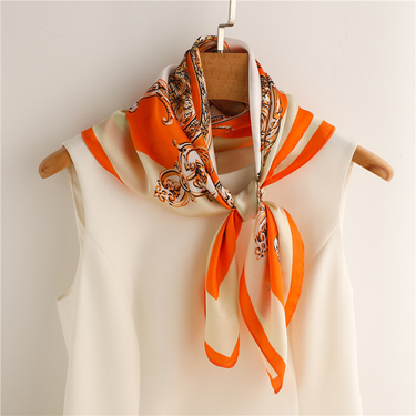Bright Orange Scarf Women's Small Square 70cm Western Style Scarf New Versatile Style Scarf_voghion.com