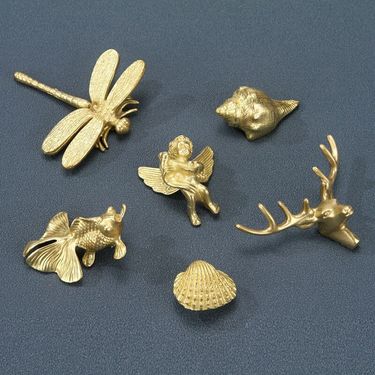 Brass Drawer Pulls - Vintage Cabinet Handles With Animal & Floral Designs For Furniture & Jewelry Boxes (Set Of 1, Luxury Gold Finish)_voghion.com