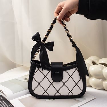 Evelyn Hand Chain Accessories Bow Bag Strap Bag Silk Scarf Woven Strap Women's Transformation Short Shoulder Strap_voghion.com