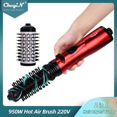 CkeyiN Hair Dryer Brush 2 In 1 Hot Air Spin Brush Curling Straightening Styling Auto-Rotating Ionic Round Blow Dryer Volumizer_voghion.com