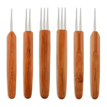 3pcs bag 0.5mm 0.75mm Double Crochet Needle For Locs Bamboo Dreadlock Crochet Hook Dreadlock Needle For Braids_voghion.com