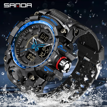 Sanda New Couple's Luminous Waterproof Outdoor Digital Electronic Movement Large Size Wristwatch 57mm_voghion.com