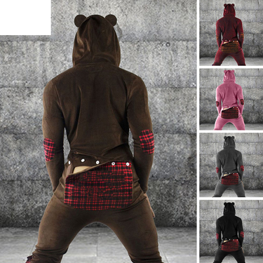 Men's trendy casual suit hooded slim-fit jumpsuit for men_voghion.com