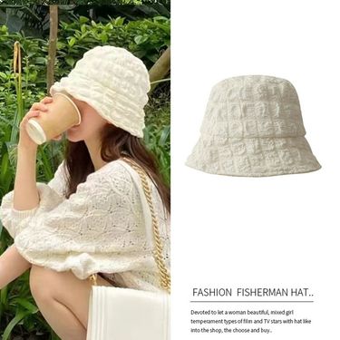 New Arrivals Unisex Cotton Bucket Hats Women Summer Sunscreen Panama Men Outdoor Fisherman Hat Beach Cap Seersucker Sunbonnet Fedoras_voghion.com