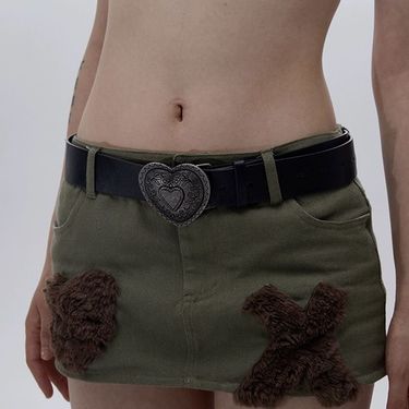 Instagram Y2K style Millennium Spicy Girl Love Carved Buckle Made of Old American Small and Versatile Belt_voghion.com