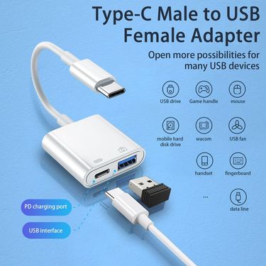 Xinweiqing with Charging Port Support Card Reader Plug And Play Multi-purpose 500mA Type-C Male to USB Female Adapter_voghion.com