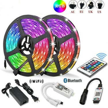 12V RGB LED Strip Lights With 24/44 Key Remote Control - 5050/2835 SMD Chip, Waterproof, Smart WiFi/IR/Bluetooth Controller_voghion.com
