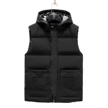 2025 Winter New Men's Trendy White Duck Down Vest Sports Hooded Loose Sleeveless Jacket_voghion.com