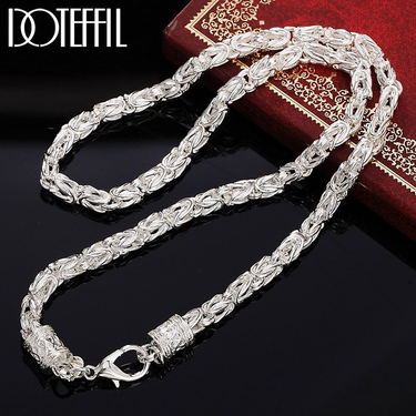 DOTEFFIL Sterg Sier 20 Inch 5mm Faucet Chain Necklace For Women Man Fashion Wedding Engagement Party Charm Jewelry_voghion.com