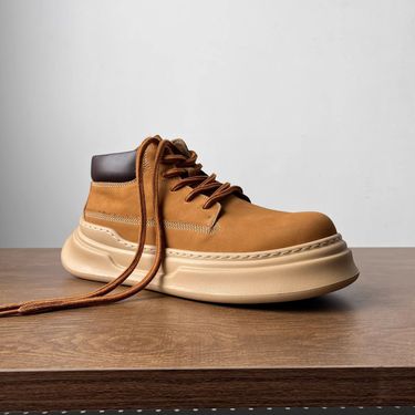 Sneakers Designer Niche High-top Men's Top Layer Cowhide Fashion Casual Shoes Thick Sole Lightweight Martin Boots_voghion.com